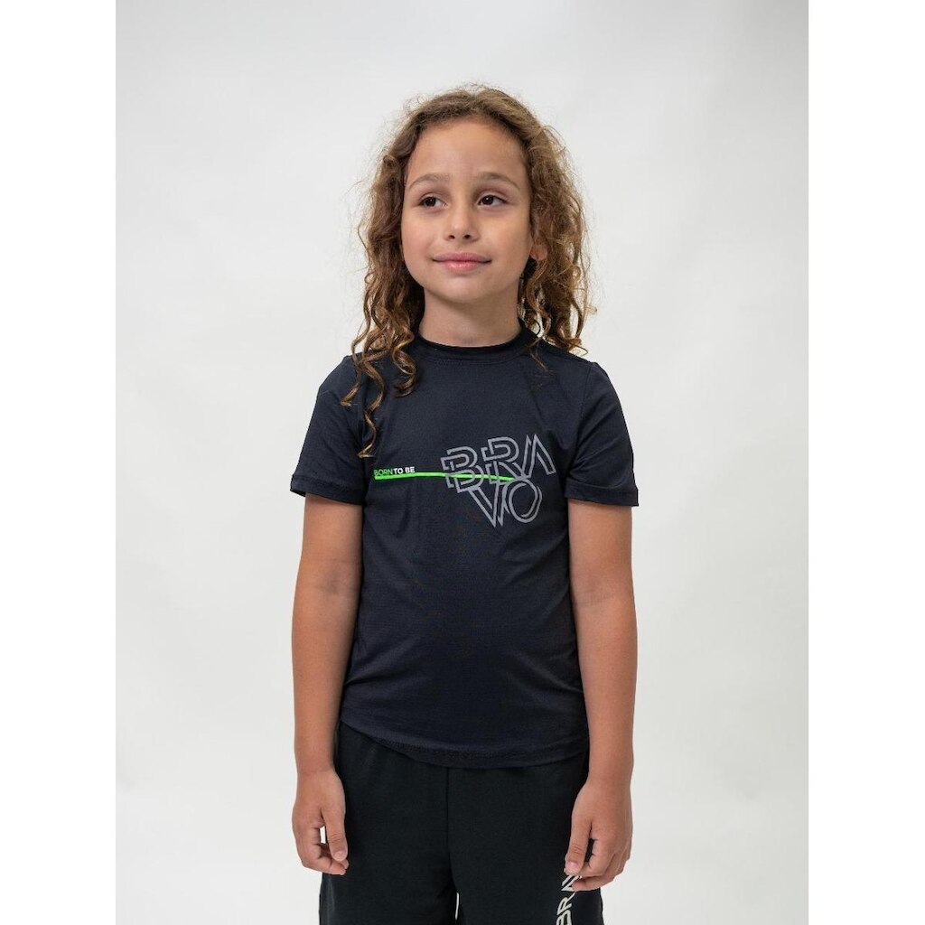 Camiseta Dry Cool Infantil Vector Manga Curta Preta