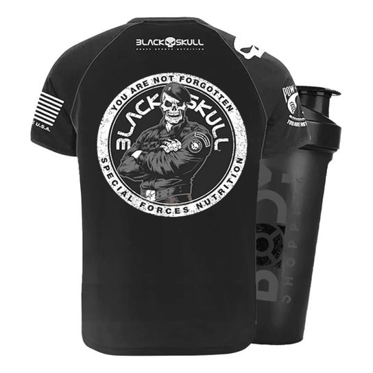 CAMISETA DRY FIT BOPE PRETO G + SHAKER - Preto+Branco Menor preço em CAMISETA DRY FIT BOPE PRETO G + SHAKER - Preto+Branco