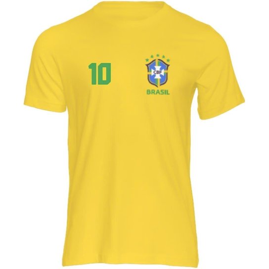 Camiseta Dry-fit Brasil Copa Mundo 2022 Poliéster Torcedor - Amarelo Menor preço em Camiseta Dry-fit Brasil Copa Mundo 2022 Poliéster Torcedor - Amarelo