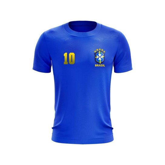 Camiseta Dry-fit Copa Do Mundo Seleção Brasileir'a Brasil - Azul Menor preço em Camiseta Dry-fit Copa Do Mundo Seleção Brasileir'a Brasil - Azul