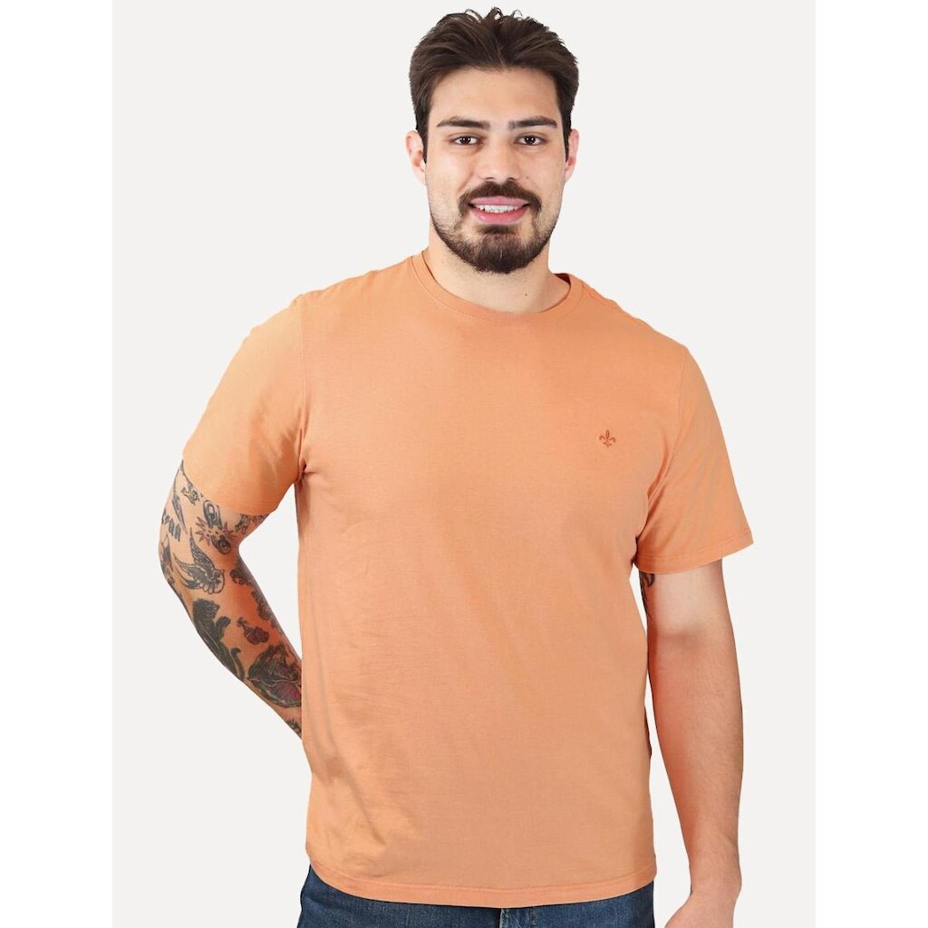 Camiseta Dudalina Masculina Essentials Modal Logo Laranja