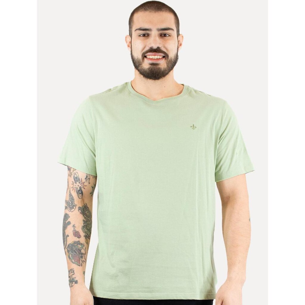 Camiseta Dudalina Masculina Essentials Modal Logo Verde Claro
