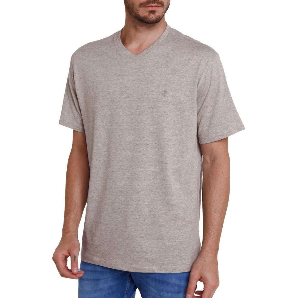 Camiseta Dudalina Masculina V-Neck Regular Grey Icon Cinza Mescla