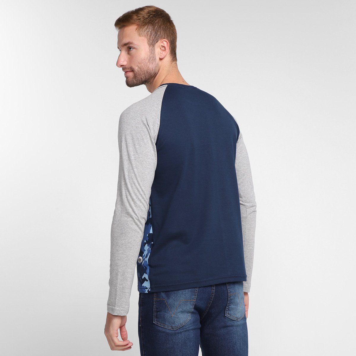 camiseta ecko logo camo manga longa masculina