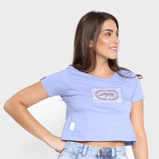 Camiseta Ecko Cropped Estampada Feminina - Lilás Menor preço em Camiseta Ecko Cropped Estampada Feminina - Lilás