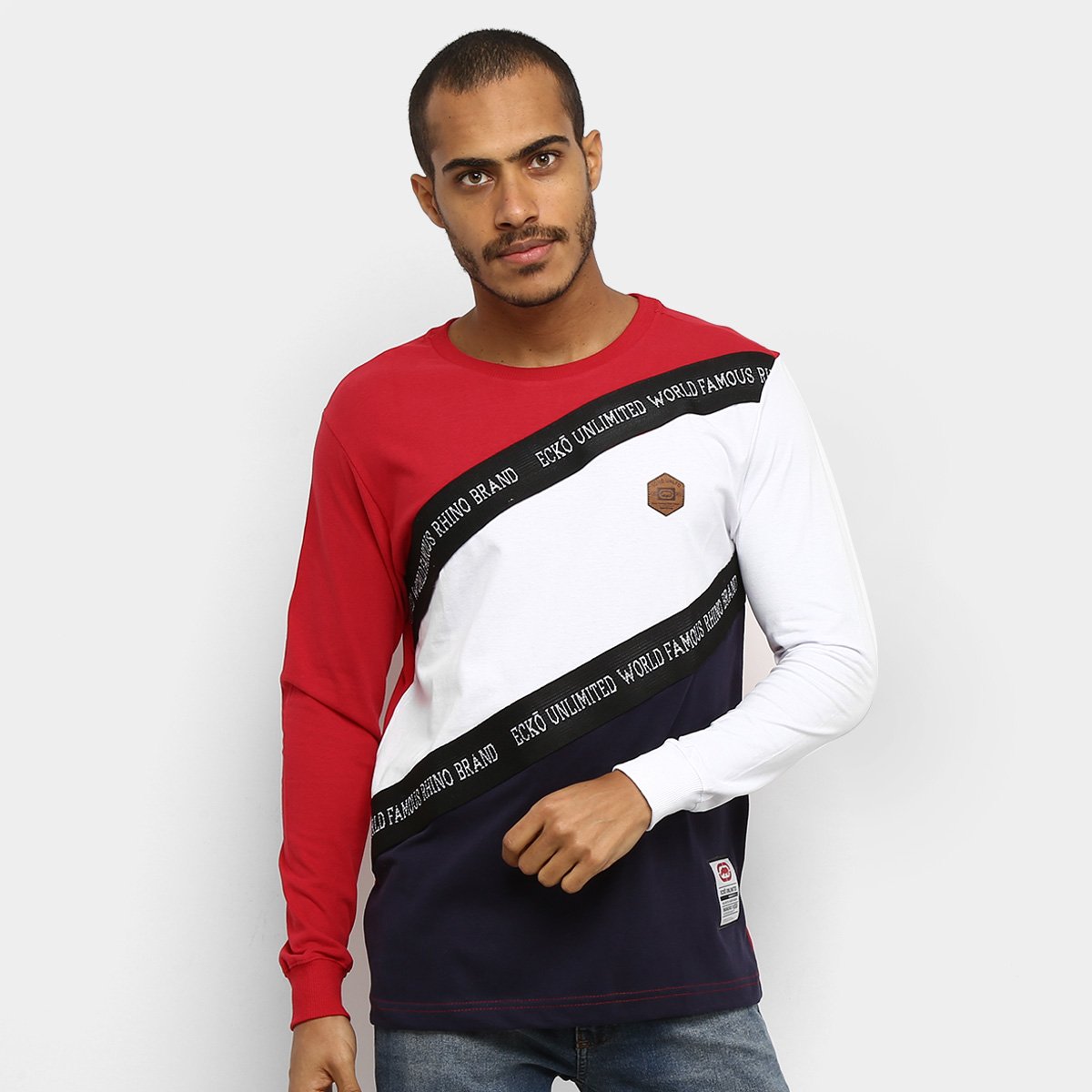 camiseta manga longa masculina ecko
