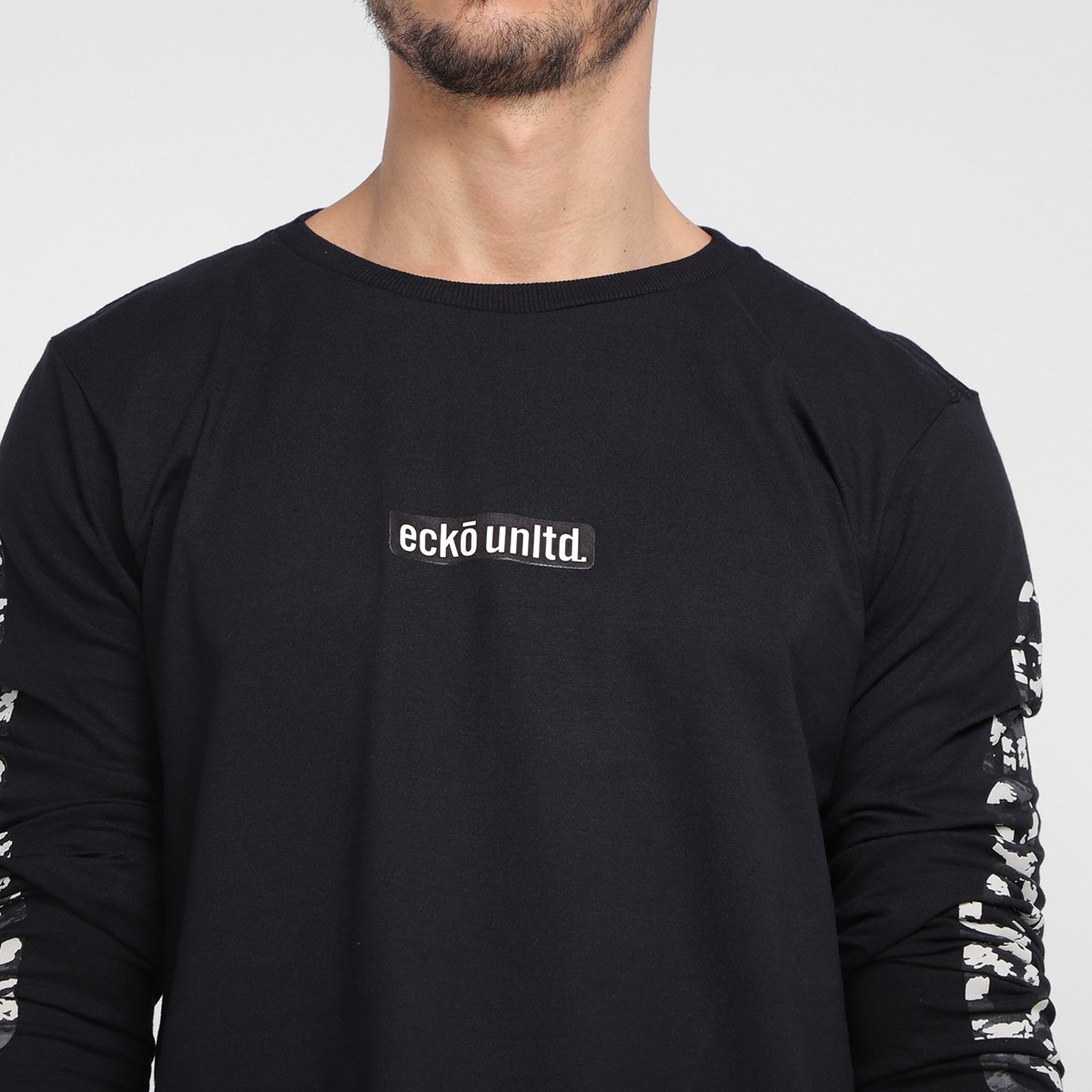 camiseta ecko logo camo manga longa masculina