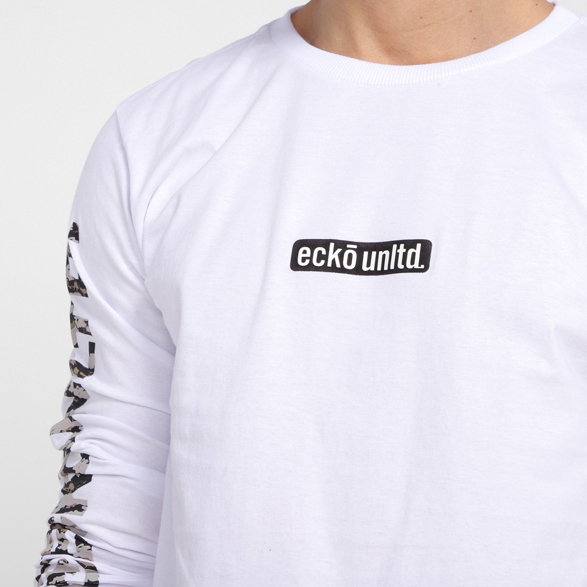 camiseta ecko logo camo manga longa masculina