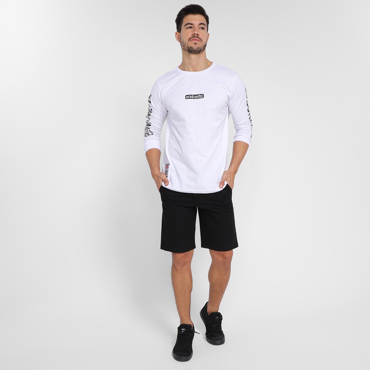 camiseta ecko logo camo manga longa masculina