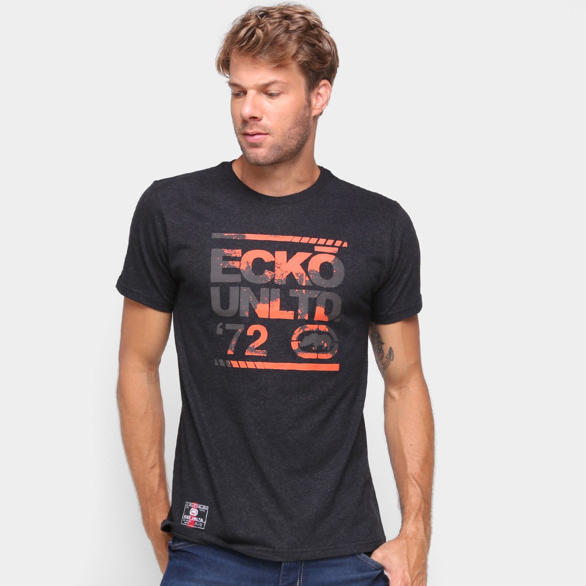 camiseta ecko logo camo manga longa masculina
