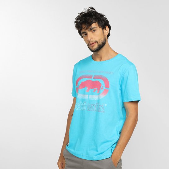 Camiseta Ecko Rhino Masculina - Azul Turquesa Menor preço em Camiseta Ecko Rhino Masculina - Azul Turquesa