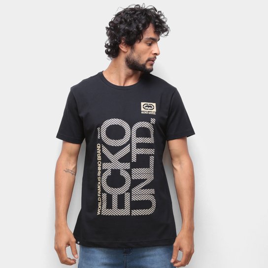 Camiseta Ecko Vertical Logo Masculina - Preto