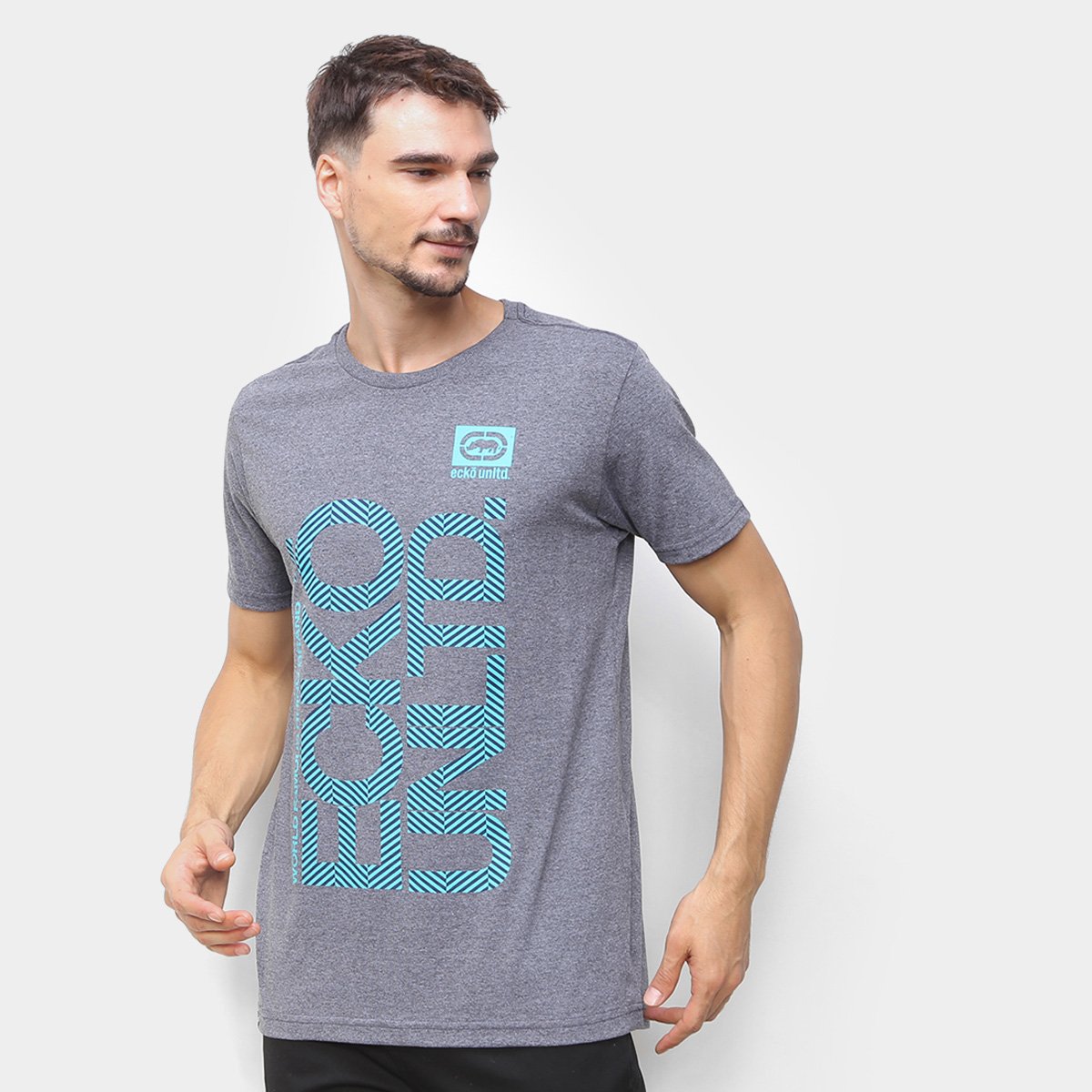 camiseta ecko logo camo manga longa masculina