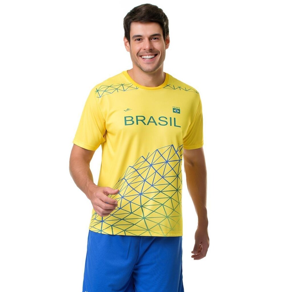 Camiseta Elite Brasil Letter Masculino - Amarelo e Verde