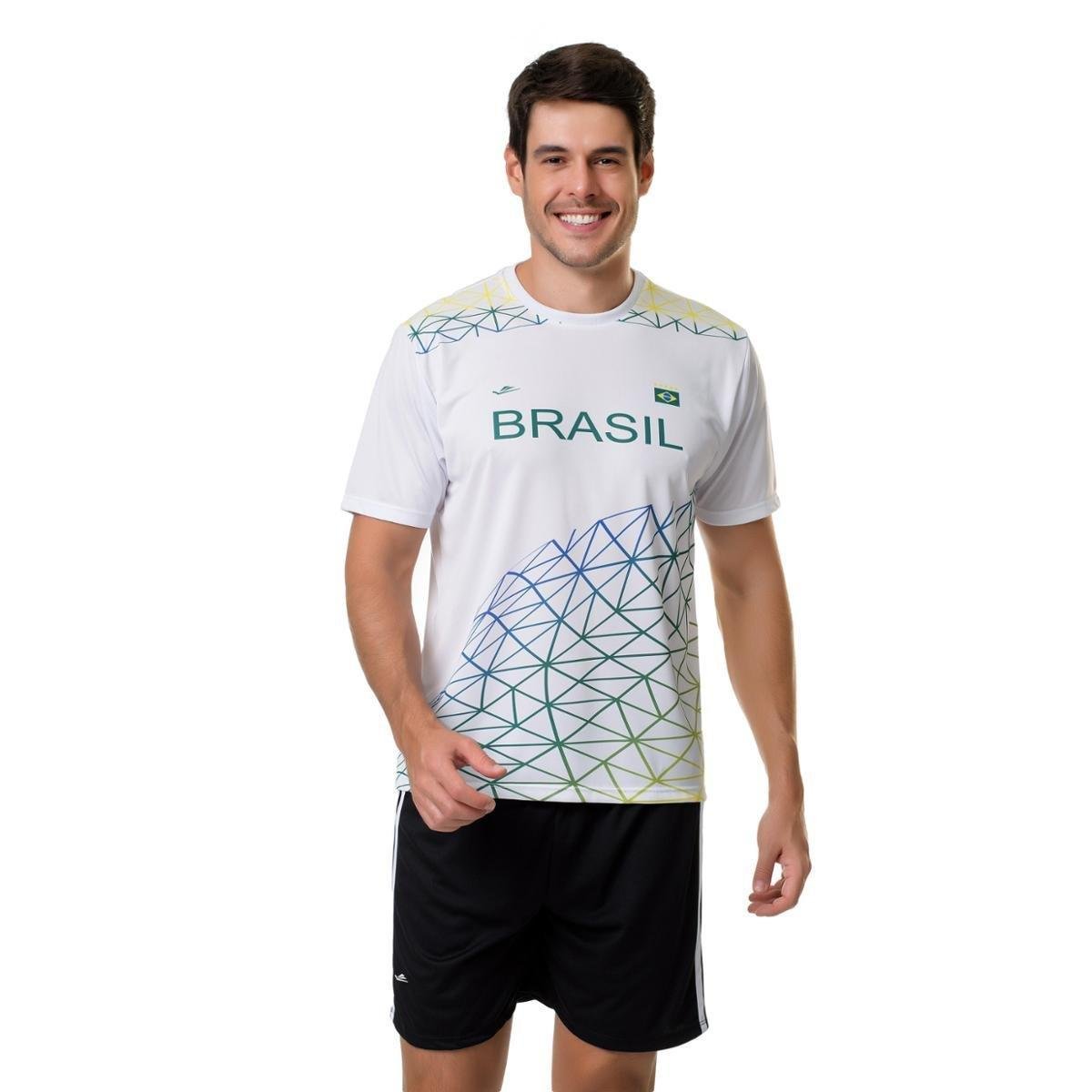 Camiseta Elite Brasil Letter Masculino - Branco e Verde