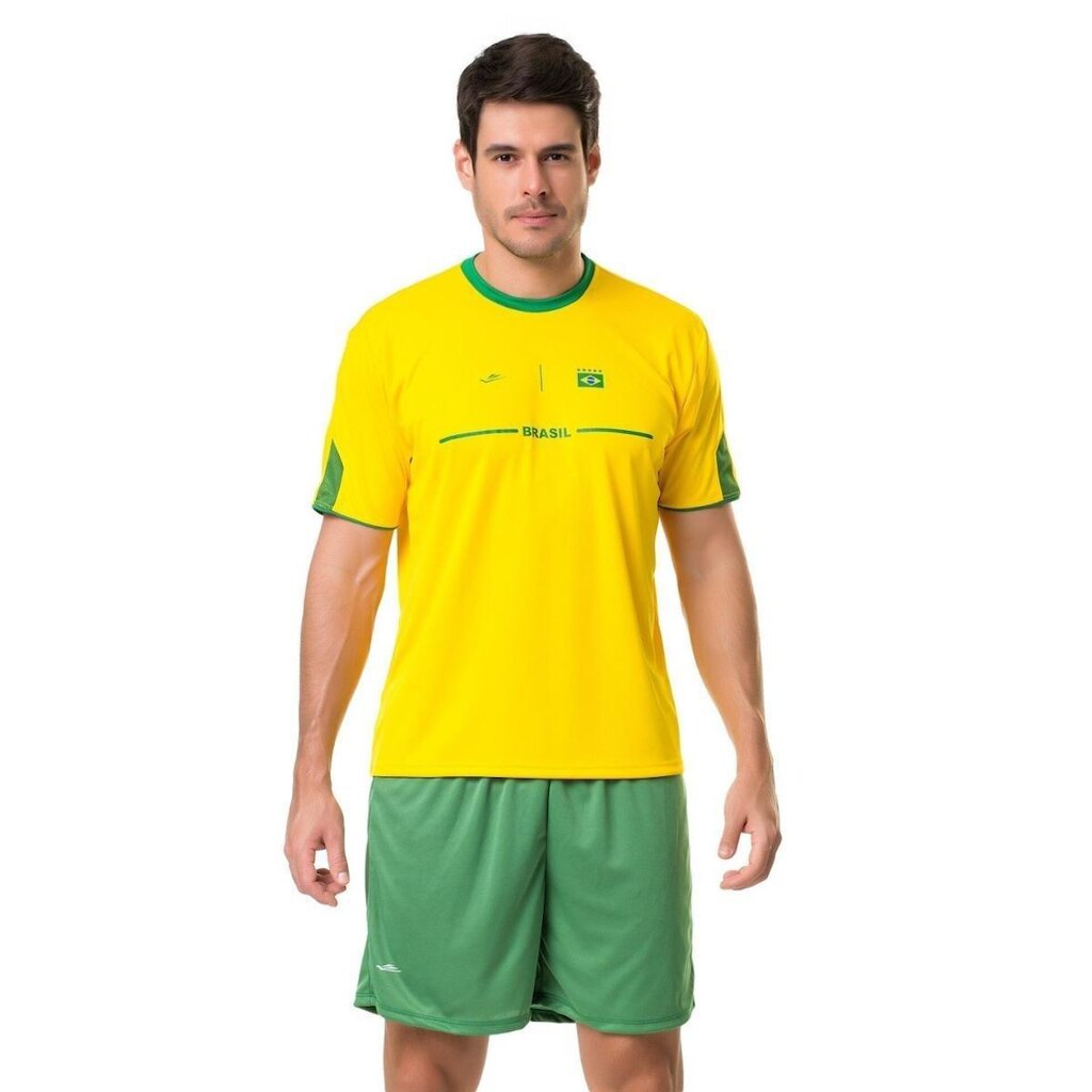 Camiseta Elite Brasil Logo Masculina - Amarelo e Verde