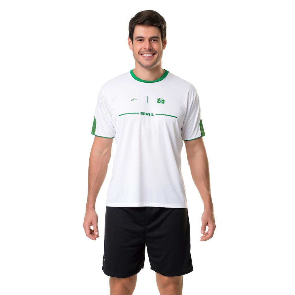 Camiseta Elite Brasil Masculino - Branco e Verde Branco-verde M