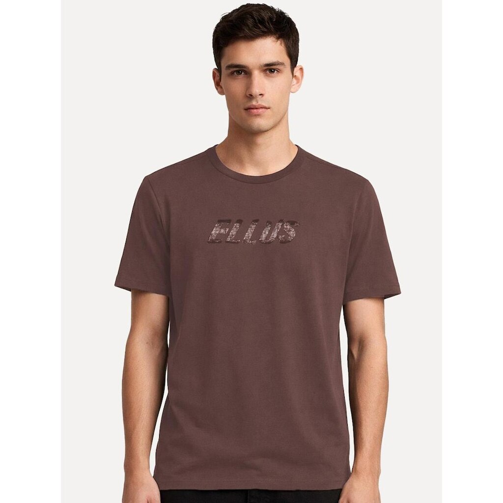 Camiseta Ellus Cotton Fine Dots Classic Marrom