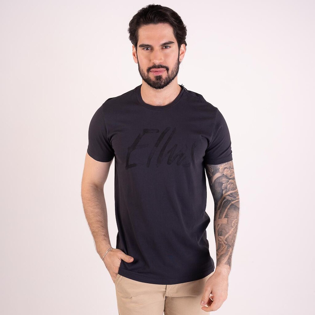 Camiseta Ellus Cotton Maxi Classic Chumbo