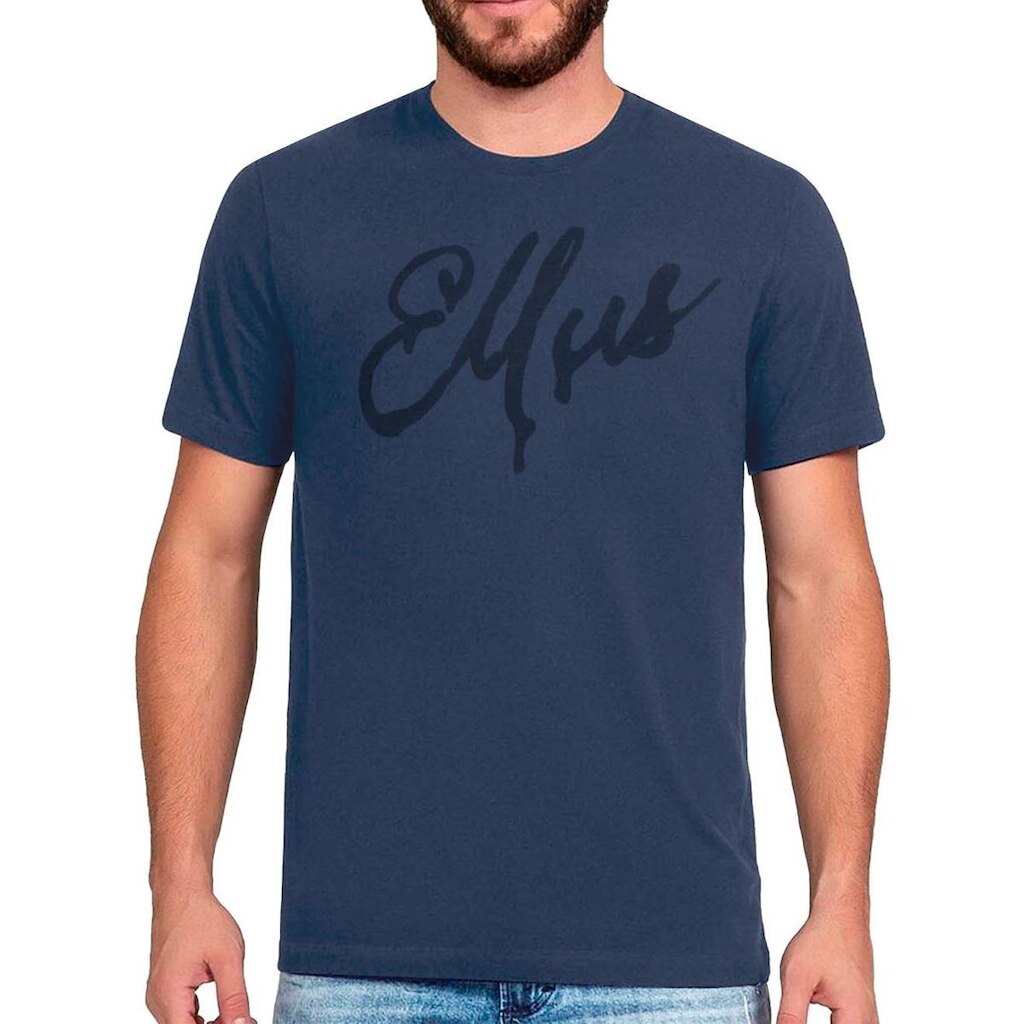 Camiseta Ellus Masculina Classic Manual Script Azul Marinho