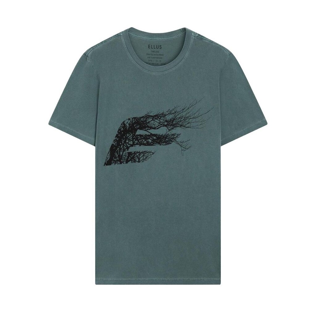 Camiseta Ellus Masculina Washed Easa Branches Classic Verde Escuro