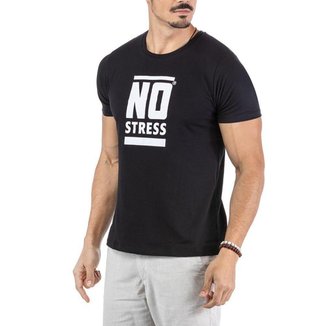 Camiseta Estampa Frontal Logo No Stress Preta