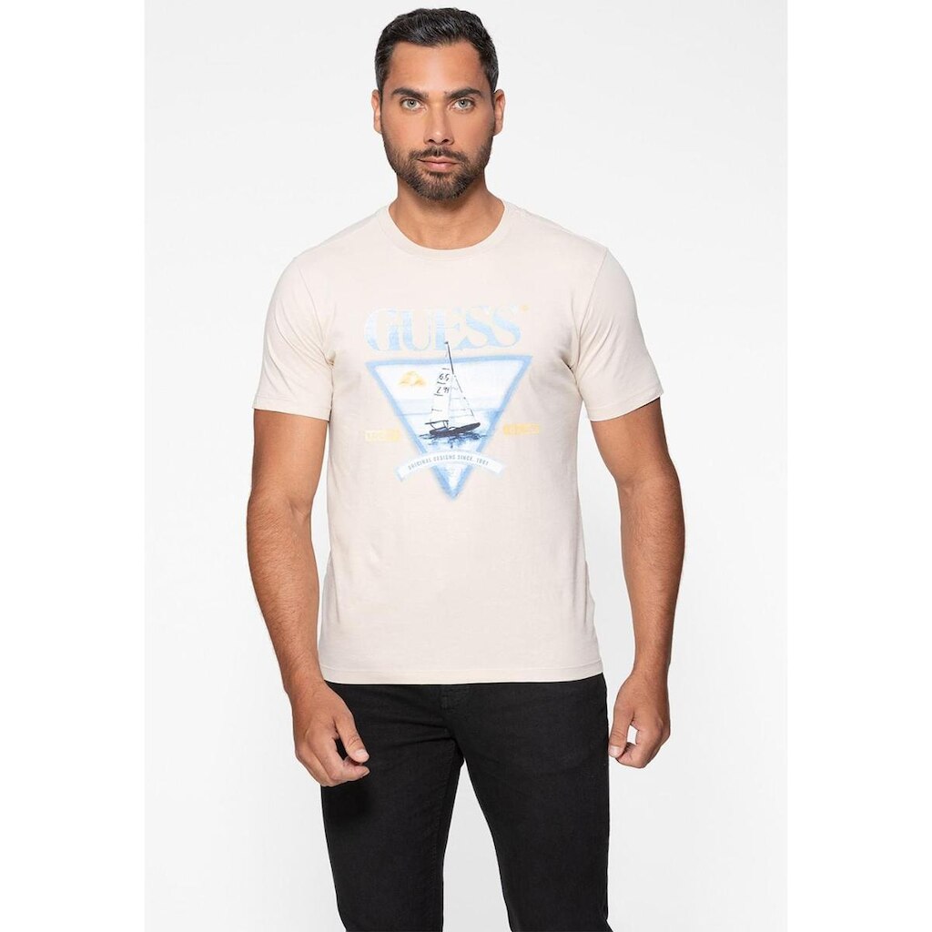 Camiseta Estampa Veleiro Bege