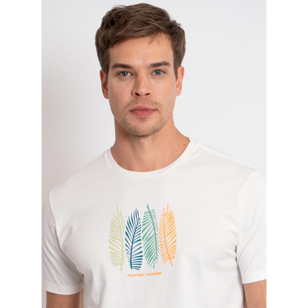 Camiseta Estampada Aleatory Folhas Off-White