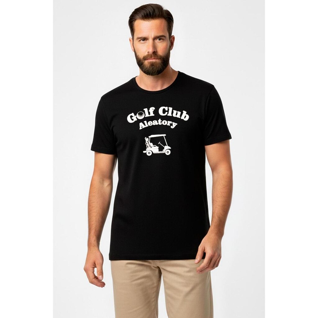 Camiseta Estampada Aleatory Golf Car Preta