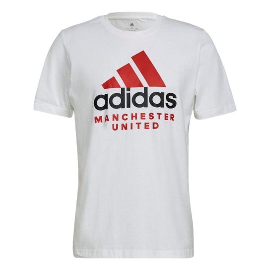 Camiseta Estampada DNA Manchester United Adidas - Branco+Vermelho Menor preço em Camiseta Estampada DNA Manchester United Adidas - Branco+Vermelho