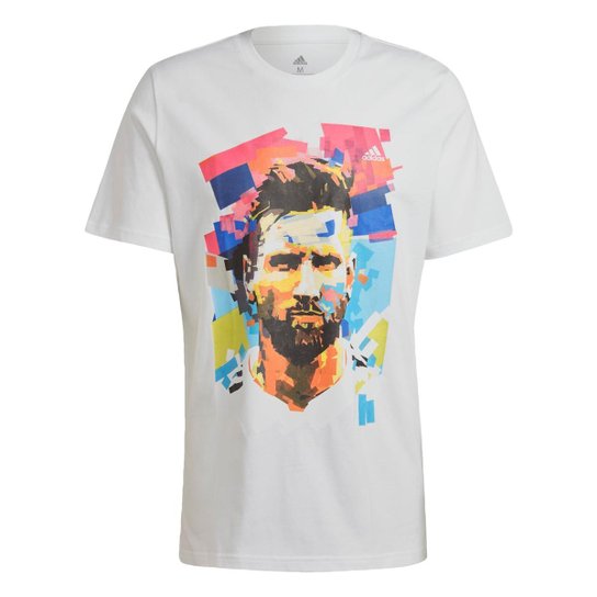 Camiseta Estampada Futebol Messi Adidas - Branco Menor preço em Camiseta Estampada Futebol Messi Adidas - Branco