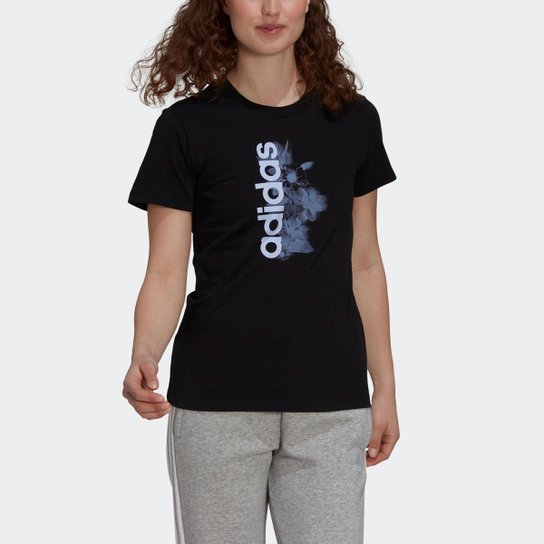Camiseta Estampada Vertical Logo Soft Floral Adidas