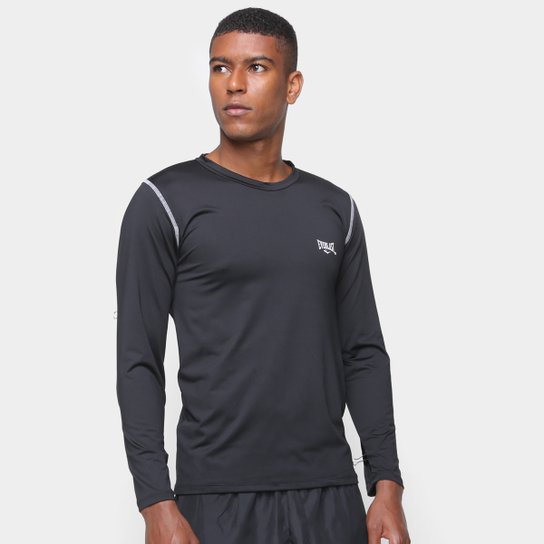Camiseta Everlast Costura Aparente Logo Manga Longa Masculina - Preto Menor preço em Camiseta Everlast Costura Aparente Logo Manga Longa Masculina - Preto
