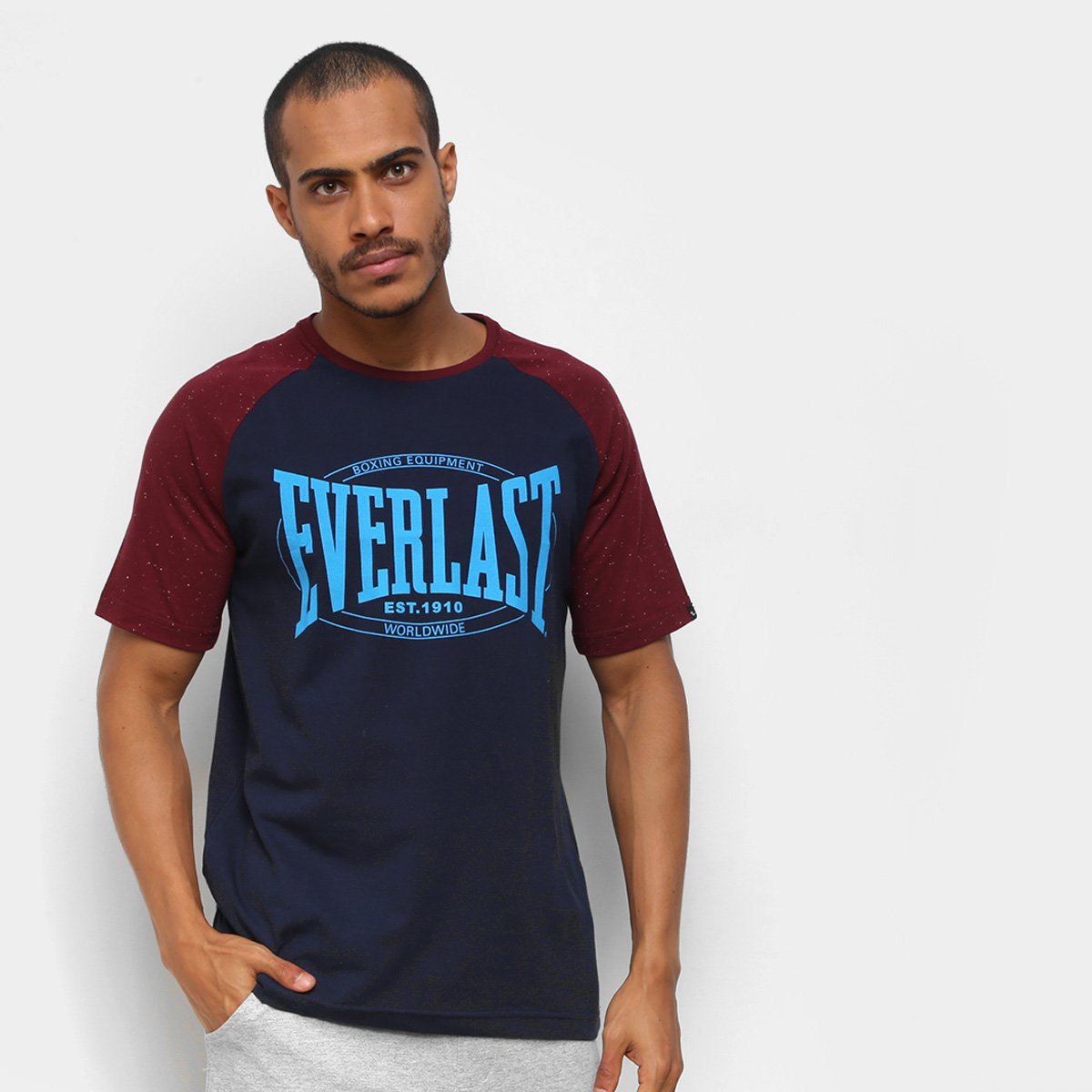 Camiseta Everlast Raglan Estampada Masculina Menor preço em Camiseta Everlast Raglan Estampada Masculina