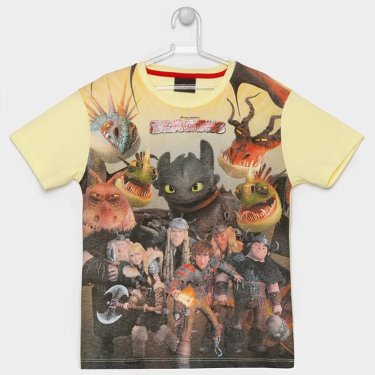 Camiseta Fakini Dragons Infantil - Amarelo