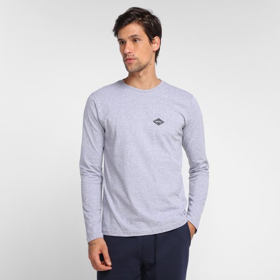 Camiseta Fatal Básica Manga Longa Masculina - Mescla Menor preço em Camiseta Fatal Básica Manga Longa Masculina - Mescla