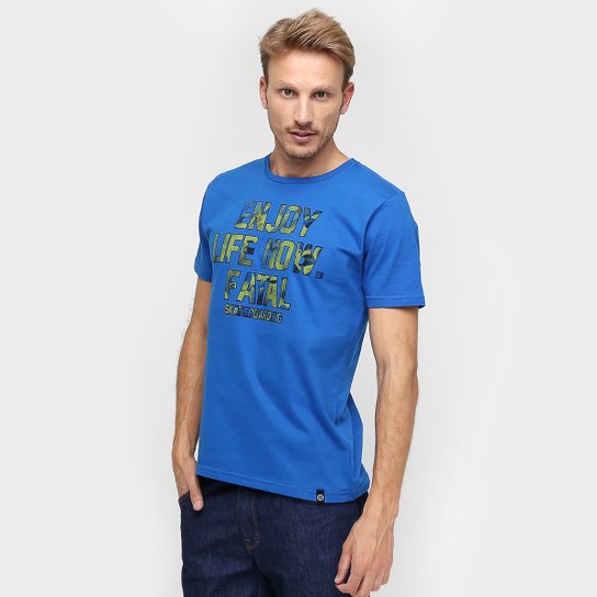 Camiseta Fatal Enjoy Life Now - Azul Escuro