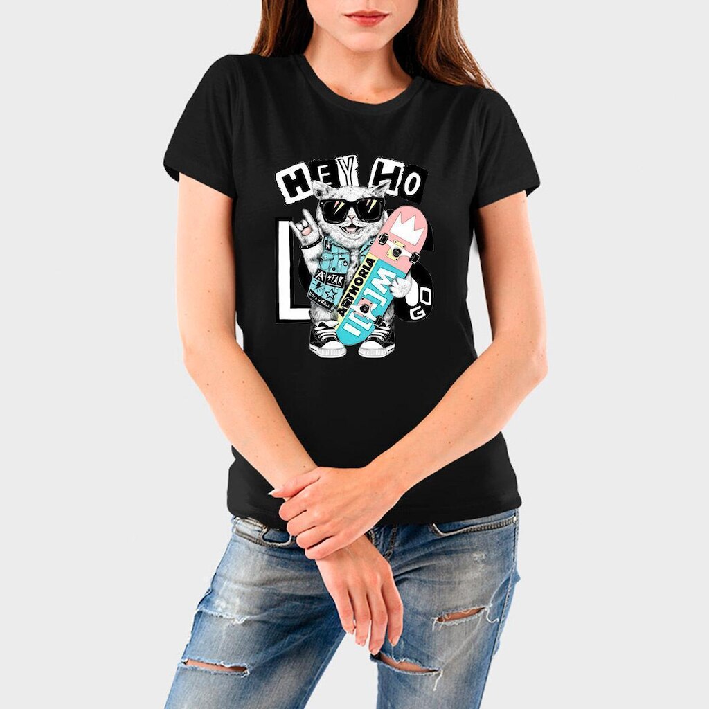 Camiseta Feminina Algodão Cat Premium