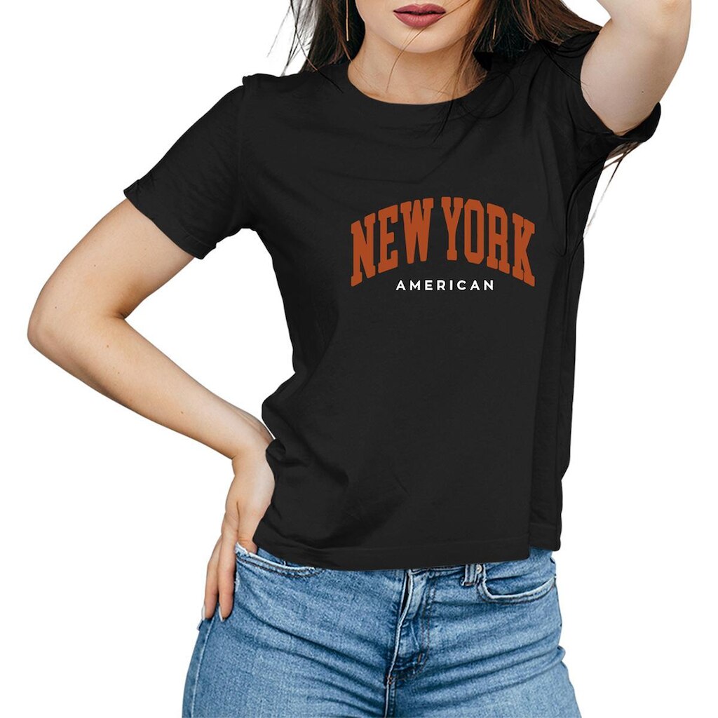 Camiseta Feminina Algodão Estampada NY Casual