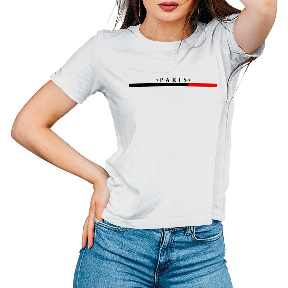 Camiseta Feminina Algodão Estampada Paris Casual Menor preço em Camiseta Feminina Algodão Estampada Paris Casual