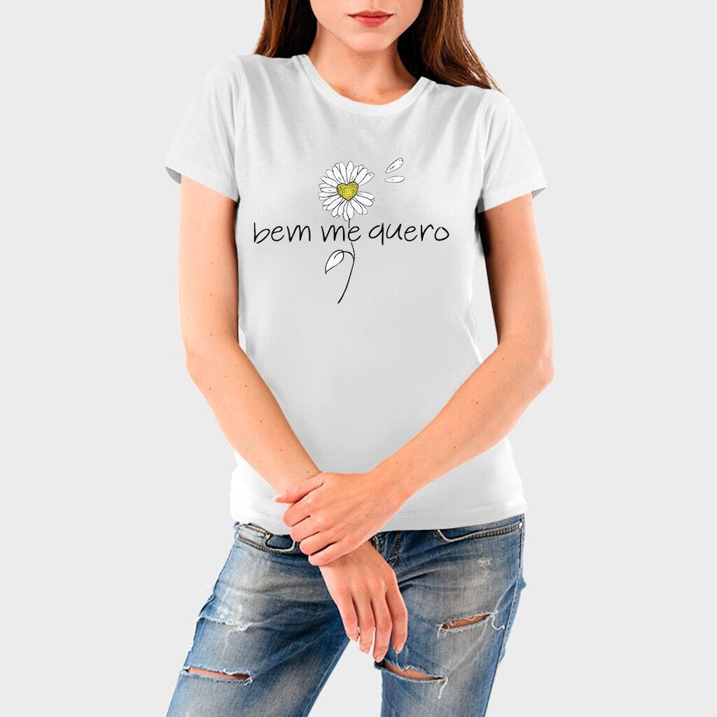 Camiseta Feminina Algodão Margarida Premium