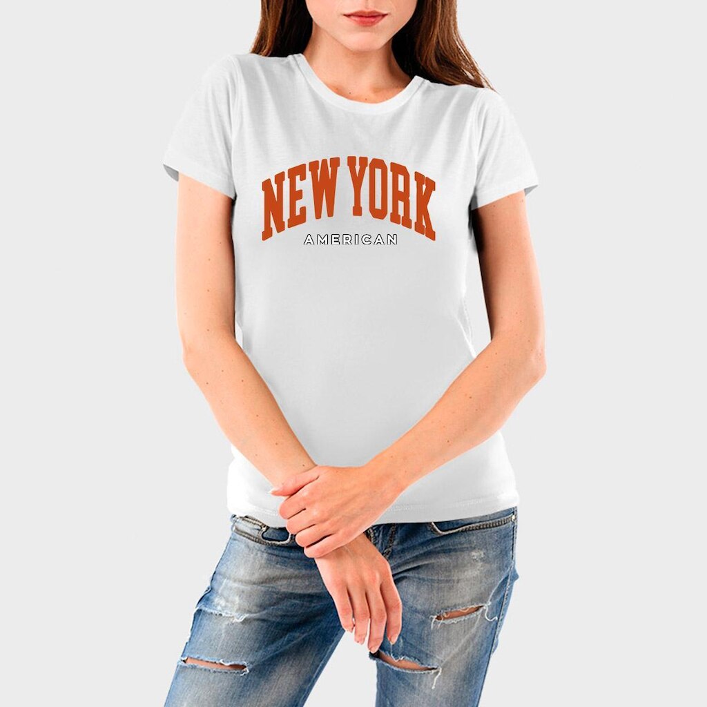 Camiseta Feminina Algodão New York Premium