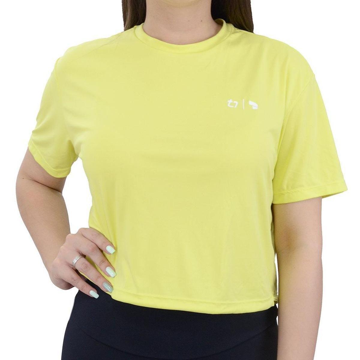 Camiseta Feminina Alto Giro Cropped Amarelo Vitality - 23317