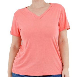 Camiseta Feminina Baby Look Plus Size Decote Em V De Manga Curta 3013.6A