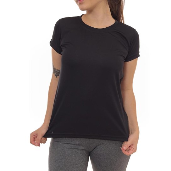 Camiseta Feminina Dry Lisa Básica Poliéster Academia Fitness