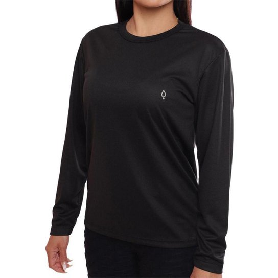 Camiseta Feminina Dry Manga Longa Treino Academia Blusa - Preto Menor preço em Camiseta Feminina Dry Manga Longa Treino Academia Blusa - Preto