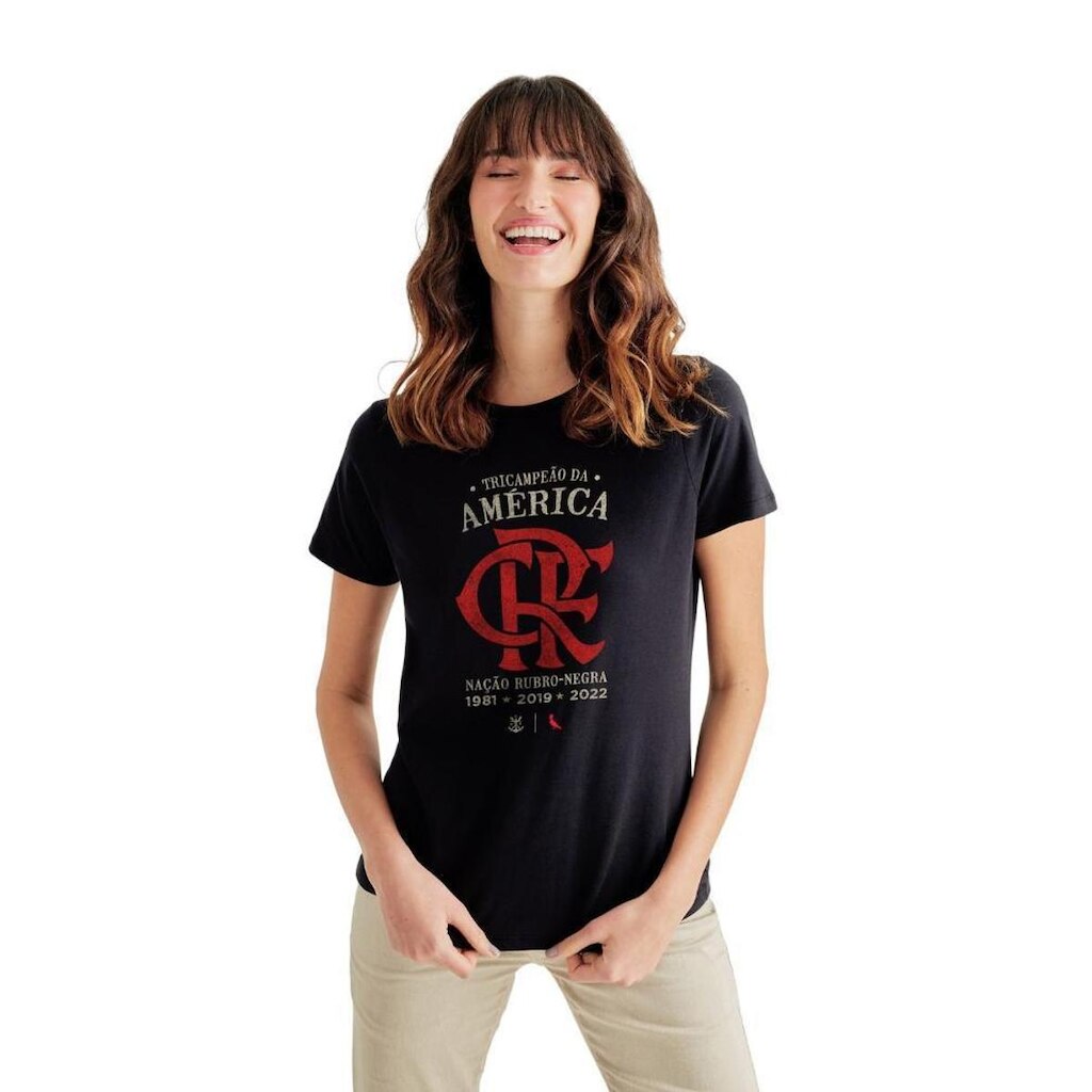 Camiseta Feminina Fla Tri Campeão Reserva
