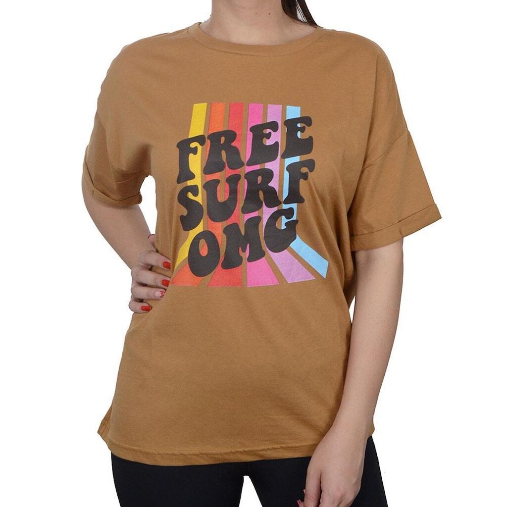 Camiseta Feminina Freesurf MC Estampada Left Caramelo - 1204