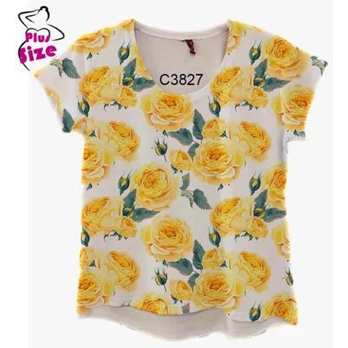 camiseta feminina com flores