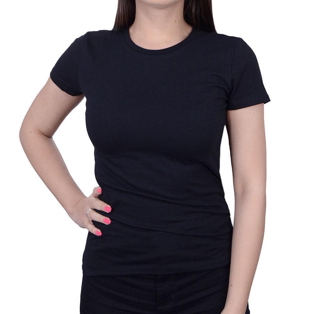 Camiseta Feminina Lunender Cotton Preto - 00019